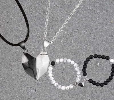 SILVERISH Stainless Steel Silver Silver, Black Jewellery Set(Pack of 2)