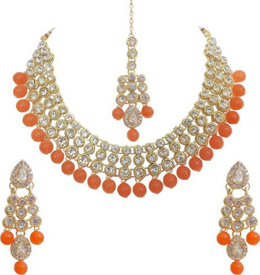 house of common Alloy Gold-plated Orange Jewellery Set(Pack of 1)