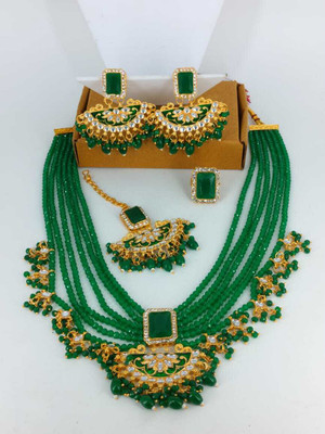 Hs fatio Alloy Gold-plated Green Jewellery Set(Pack of 1)