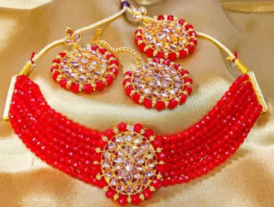 RINA ENTERPRISES Alloy Gold-plated Red Jewellery Set(Pack of 1)