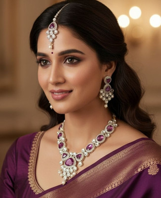 Shiv Ventures Alloy Gold-plated Purple Jewellery Set(Pack of 4)