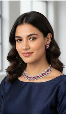 ICG Alloy Platinum Ruby Red Jewellery Set(Pack of 1)