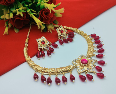 smtsha Alloy Gold-plated Pink Jewellery Set(Pack of 3)