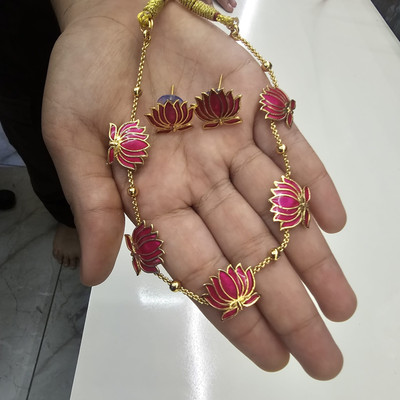 FALLALERY Alloy Copper Pink, Gold Jewellery Set(Pack of 1)