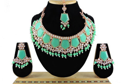 VATSALYA creation Alloy Gold-plated Green Jewellery Set(Pack of 3)