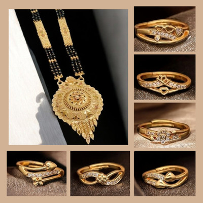 Hetshree Brass Gold-plated Gold, Multicolor Jewellery Set(Pack of 7)