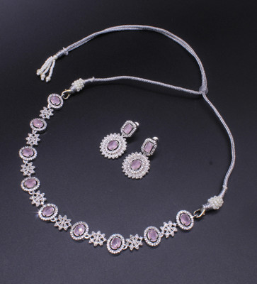 Diamond Drift Copper Silver Pink Jewellery Set(Pack of 3)