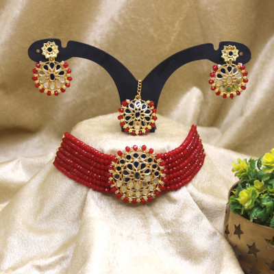 PingBling Alloy Gold-plated Red Jewellery Set(Pack of 1)