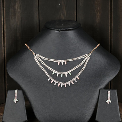 Shreeji Jewels Brass Rose Gold Jewellery Set(Pack of 2)