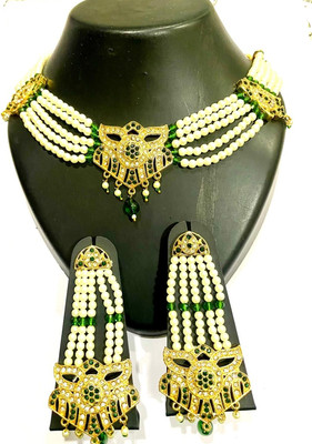NIKYANKA Brass Gold-plated Gold, Green Jewellery Set(Pack of 3)