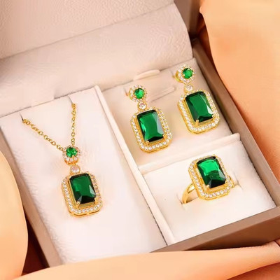 JRISSY Crystal Green Jewellery Set(Pack of 3)