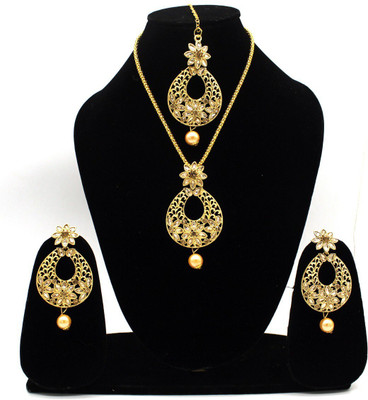 Uniquedezines Metal Gold-plated White, Gold Jewellery Set(Pack of 1)
