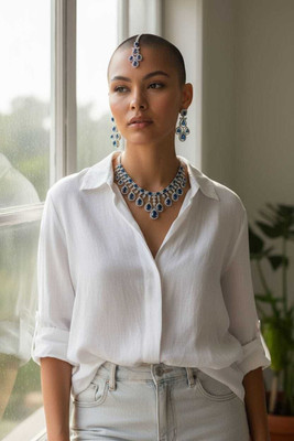 jyotigarments Crystal Silver Blue, Silver Jewellery Set(Pack of 1)