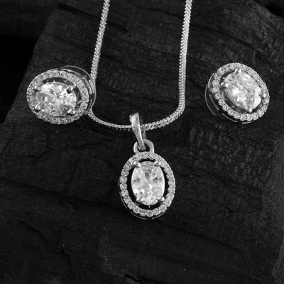 Admier Brass Sterling Silver White Jewellery Set(Pack of 1)