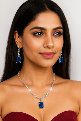 Gujarat Grace Collection Sterling Silver Blue Jewellery Set(Pack of 1)
