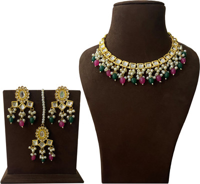 NUHA TRADERS Metal, Glass, Alloy Gold-plated Multicolor Jewellery Set(Pack of 4)