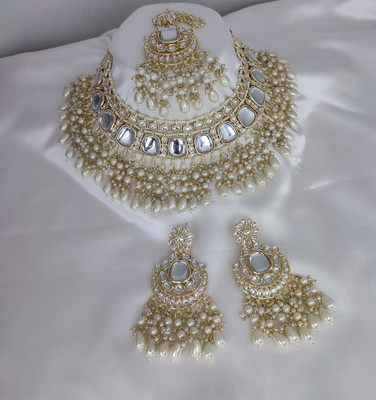 YFJ Alloy Gold-plated White Jewellery Set(Pack of 4)
