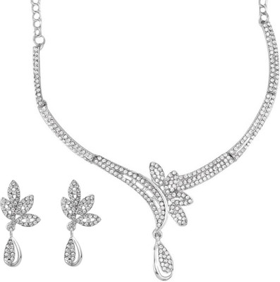 Anika's Creation Alloy Silver White Jewellery Set(Pack of 3)