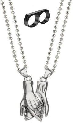 Vipunj Stainless Steel Titanium, Sterling Silver Silver, Black Jewellery Set(Pack of 2)