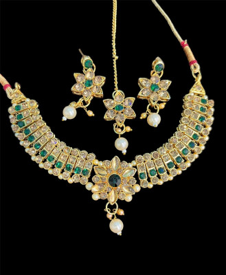 ARScollection Alloy Gold-plated Green, Gold Jewellery Set(Pack of 3)