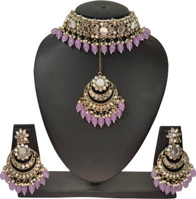 Zarmar fashion Alloy Gold-plated Purple Jewellery Set(Pack of 1)