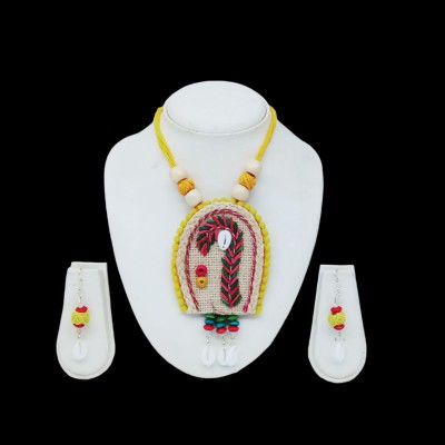 lookat Shell, Fabric, Wood, Dori Yellow, Red Jewellery Set(Pack of 1)