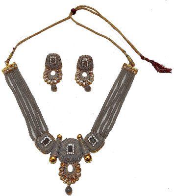 Darsha Collections Alloy Gold-plated Grey Jewellery Set(Pack of 1)