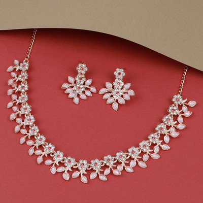 NM CREATION Alloy Brass Rose Gold Jewellery Set(Pack of 1)