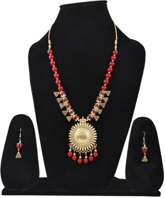 Anamya Collections Alloy Red Jewellery Set(Pack of 1)