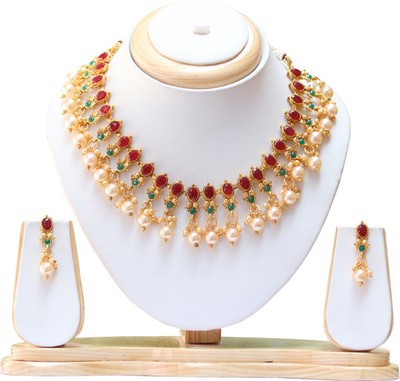 Swarajshop Alloy Gold-plated Red, Green Jewellery Set(Pack of 1)