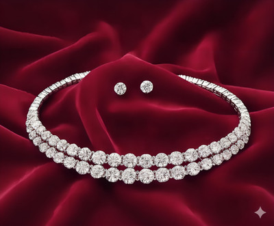 Blooming Jwells Alloy Silver White Jewellery Set(Pack of 1)