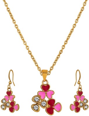 mahi Alloy Gold-plated Red Jewellery Set(Pack of 3)