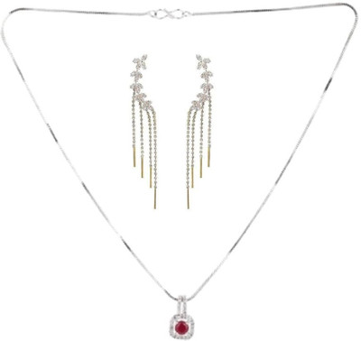 SRK Fashions Alloy Maroon, Silver Jewellery Set(Pack of 1)