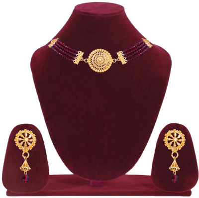 evashoppy Alloy Gold-plated Red Jewellery Set(Pack of 1)