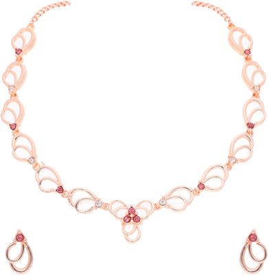 Vedda Brass Gold-plated Rose Gold, White, Pink Jewellery Set(Pack of 1)