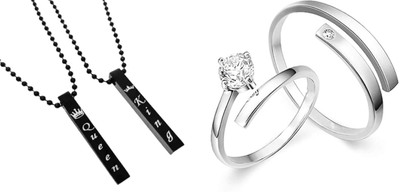 ruby collection Alloy Black, White, Silver Jewellery Set(Pack of 2)