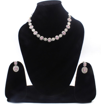 Diamond Drift Copper Silver Pink Jewellery Set(Pack of 3)