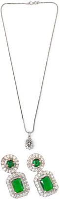 Gauri Fashions Stone Silver, Green Jewellery Set(Pack of 1)