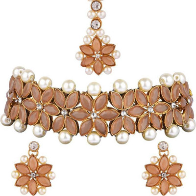 Nivaan Brass Copper Pink, White Jewellery Set(Pack of 1)