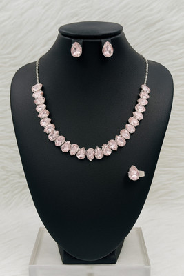 ALISS Brass Brass Pink Jewellery Set(Pack of 1)