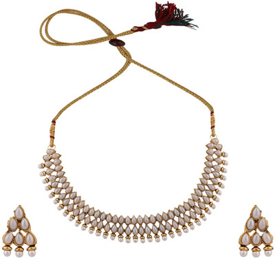 Styylo Jewels Brass Gold-plated White Jewellery Set(Pack of 3)