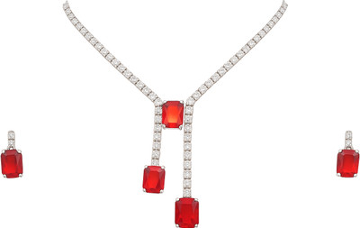 spellbound fashion Alloy 830 Silver Ruby Red Jewellery Set(Pack of 1)