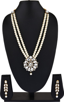 Padmavati Bangles Alloy Gold-plated White Jewellery Set(Pack of 1)