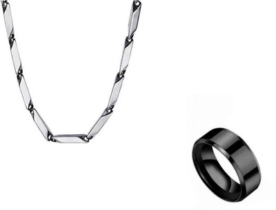 Vipunj Alloy, Stainless Steel Titanium, Sterling Silver Silver, Black Jewellery Set(Pack of 2)