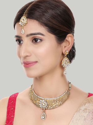 Anika's Creation Brass Gold-plated Gold Jewellery Set(Pack of 4)