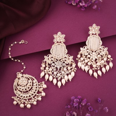 Vedda Brass Gold-plated Gold, White Jewellery Set(Pack of 2)