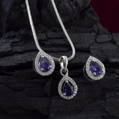 Admier Brass Sterling Silver Purple Jewellery Set(Pack of 1)