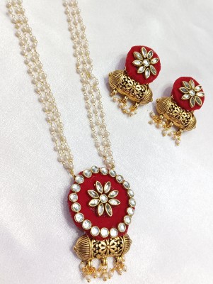 Adornn Fabric Red Jewellery Set(Pack of 1)