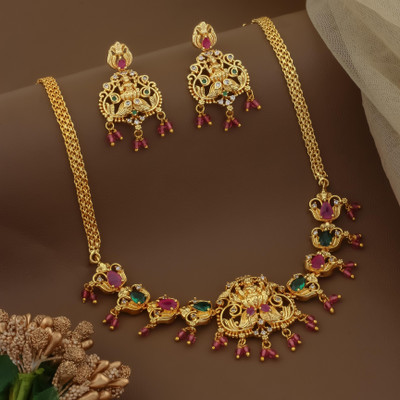 Pushp Creation Brass Gold-plated Multicolor Jewellery Set(Pack of 1)