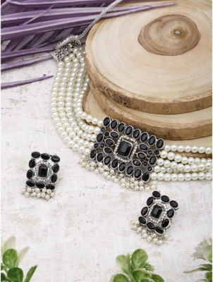 SRK Fashions Alloy Silver Black Jewellery Set(Pack of 1)